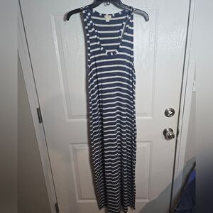 J.Crew Navy and White Striped Racerback Maxi Dress Size M